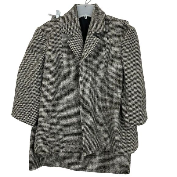 Vintage 60s Harris Tweed Wool Blazer Skirt Suit Women Size S/M Made in Hong Kong